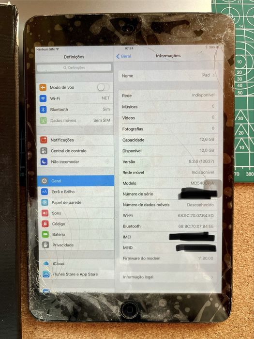 Ipad mini e Ipad 2 com vidros partidos mas a funcionar para peças