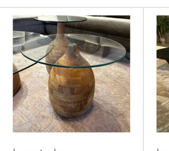 Stolik kawowy By-boo drewno mango i szklo brąz jasny i ciemny do wybor