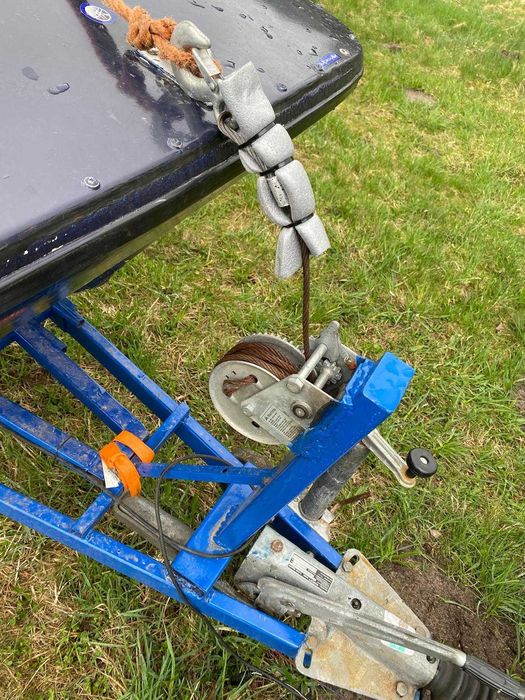 Łódka wędkarska, żaglówka, przyczepa - komplet, silnik, żagle, wiosła