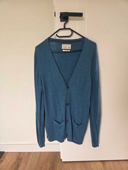 Jack & Jones L męski sweter kardigan niebieski 60% wiskoza 40% bawełna – miękki
