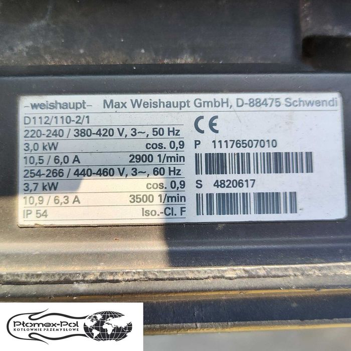 Używany Palnik Gazowy Weishaupt G7/1-D (250 - 1550 kW)
