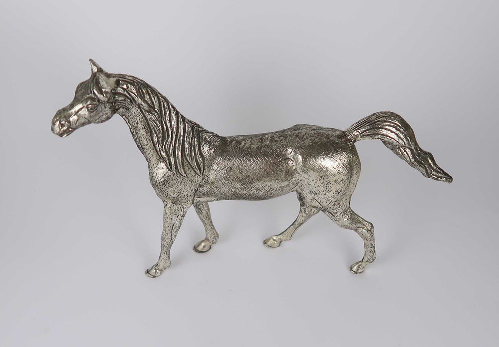 Escultura Art Deco - Cavalo em latão prateado
