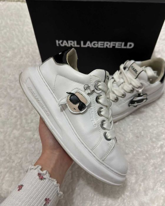Białe Buty Damskie Sneakersy Karl Lagerfeld Kapri Twin Pendant r.36