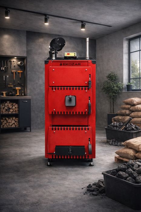 Kocioł Z Podajnikiem 15 kw do 140m2 12/19/24 Pellet Ekogroszek Drewno