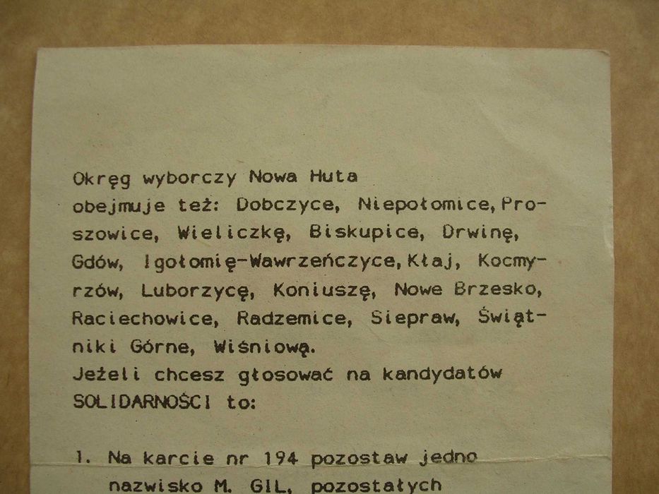 Stara ulotka Solidarność wybory do Sejmu i Senatu