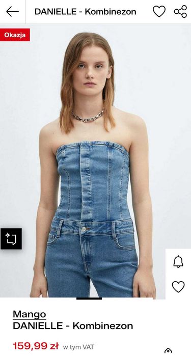 Mango jeansowy kombinezon z gorsetowym topem