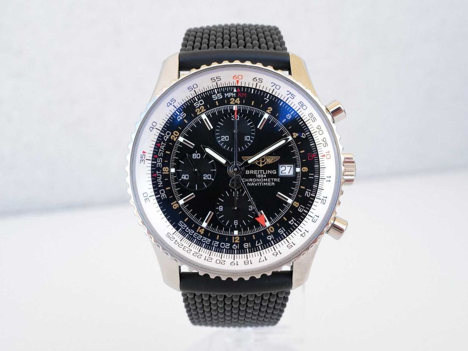 Breitling Navitimer GMT Black Dial Rubber Strap 46mm