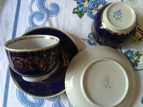 Чашка чашки блюдце сахарница кобальт Довбышский фарфор.з-д