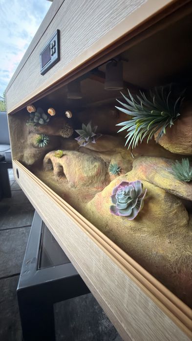 Terrarium 80x40x40cm, Regulator temperatury, 2x wejscia pod żarówkę
