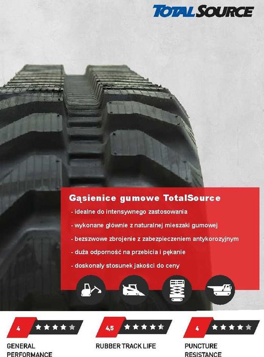 Gąsienica gumowa 180x72x40  bezszwowa TotalSource Belgia Premium