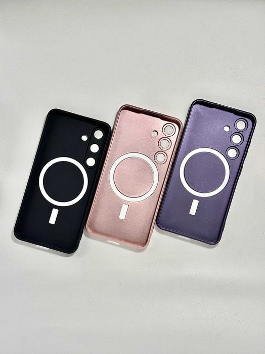 Силіконовий чохол хром MagSafe магніт протиударний з лінзами Samsung