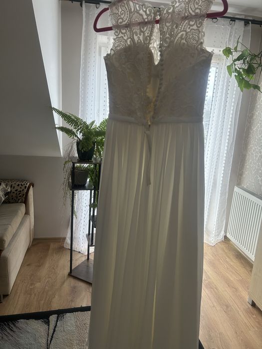 Suknia ślubna muślinowa haft S salon Demi