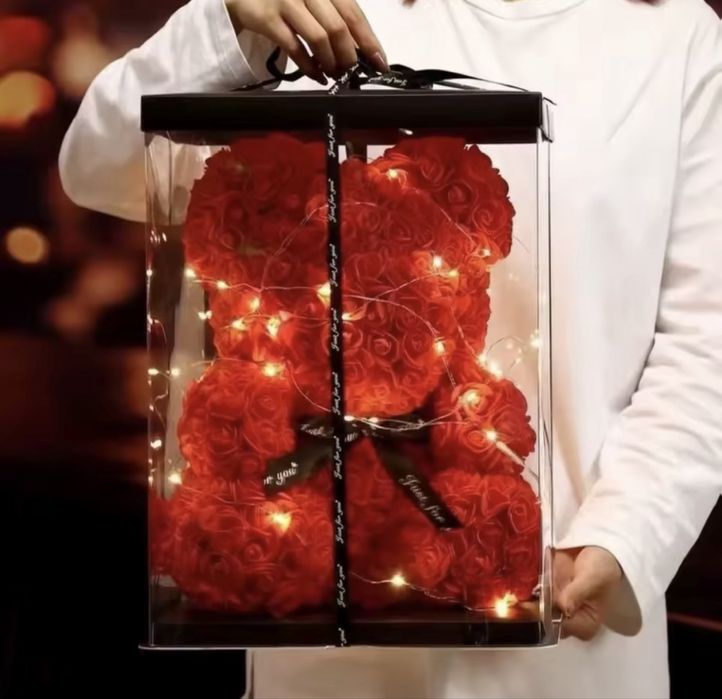 Miś z drobnych róż na walentynki. Dla niej.Urodziny imieniny, dla niej