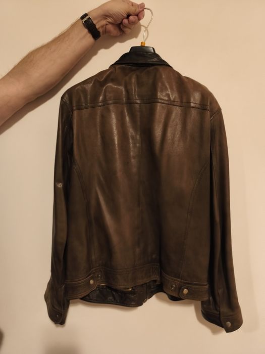 Męska kurtka skórzana  brązowa