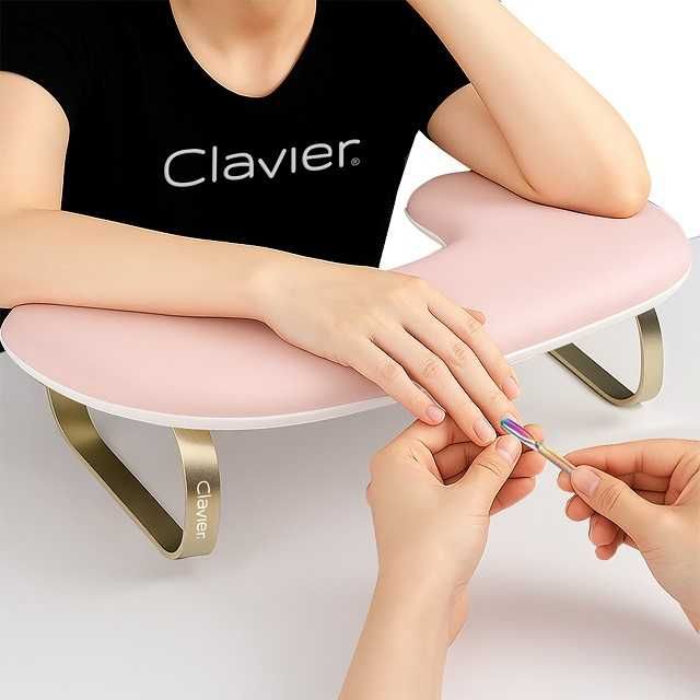 Podpórka poduszka pod dłoń owalna różowa pink - złota do manicure Clavier