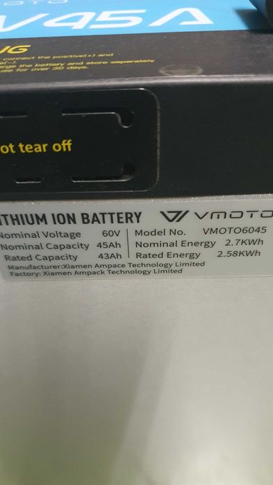 Akumulator nowej generacji litowo- jon Super Soco CPX 60v 45 Ah