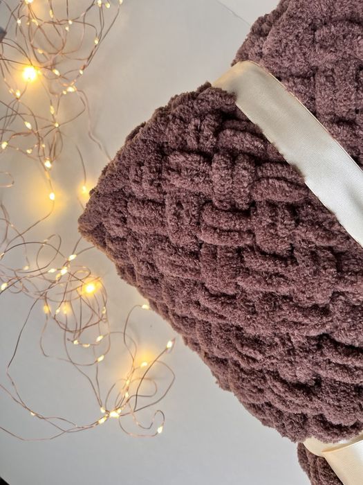 Плед плюшевий конверт на виписку плетений плед