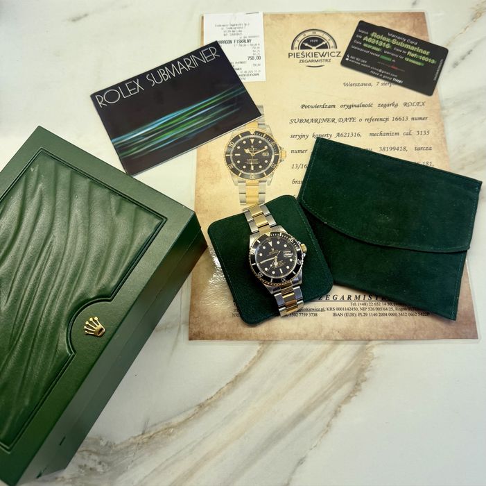 ROLEX SUBMARINER DATE 16613 – 18K GOLD / STEEL – Certyfikat  na Gearancji