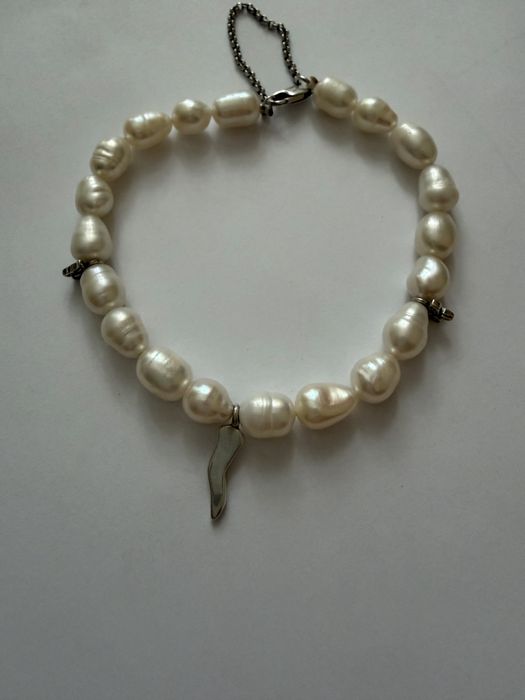 Браслет из жемчуга с серебром, браслет із перлів срібло