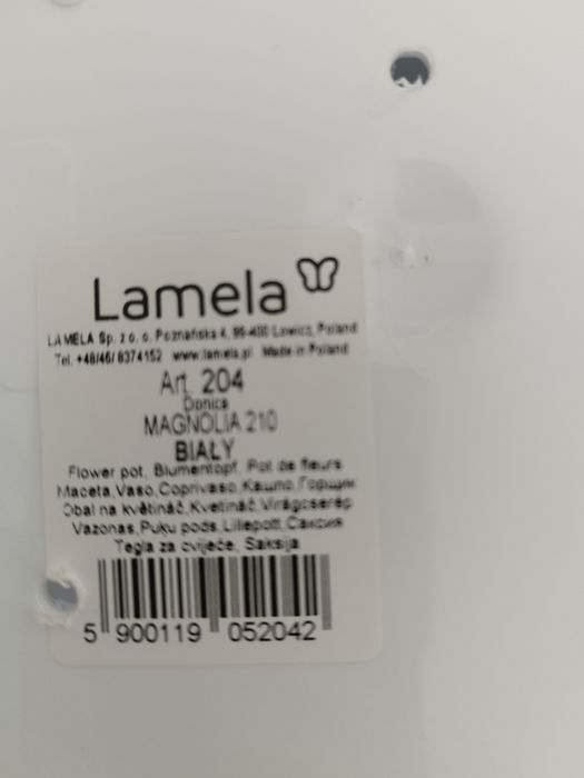 Doniczka .biała .lamela
