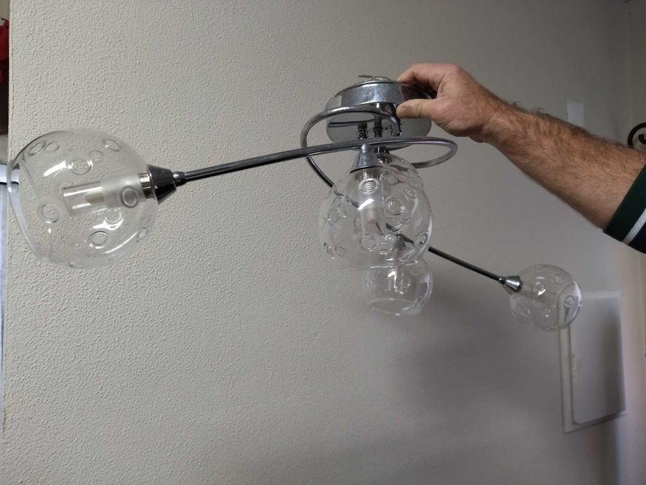 Candeeiro Led vidro e inox