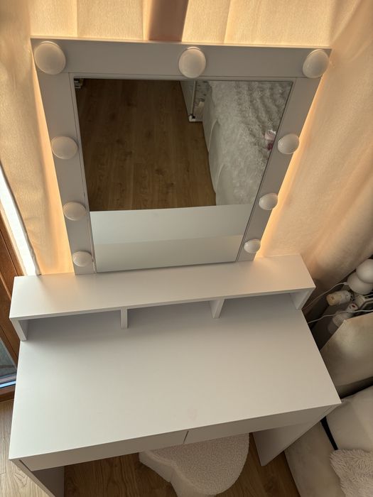 Toaletka biała 80 cm z 2 szufladami