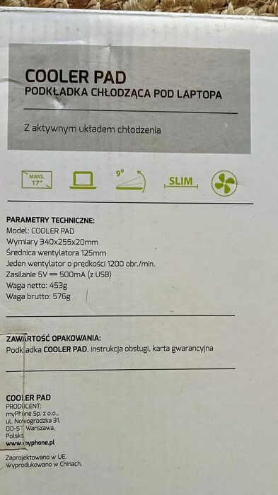 Podkładka pod laptopa chłodzącą Cooper Pad, nowa