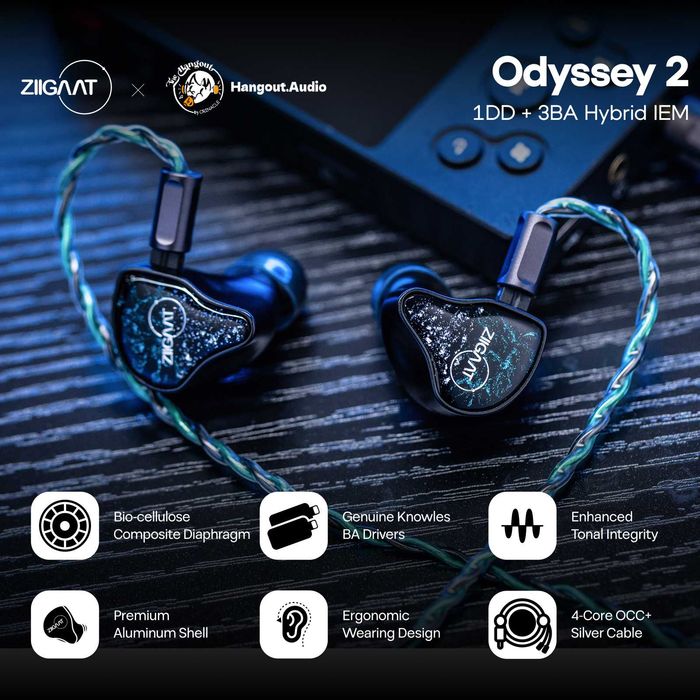 ‼️ ZiiGaat Odyssey 2 x Hangout.Audio - проводные наушники (1DD+3BA)