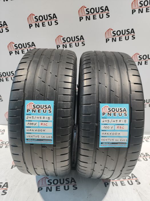2 pneus semi novos 245-45R18 RFT - Hankook - Oferta dos Portes