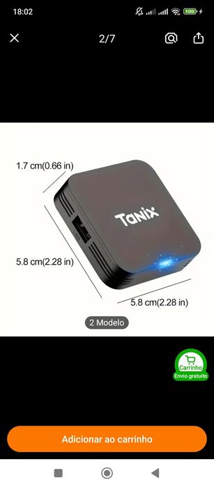 Box android 2gb  por 16 gb a mais pequena do mercado.Tanix