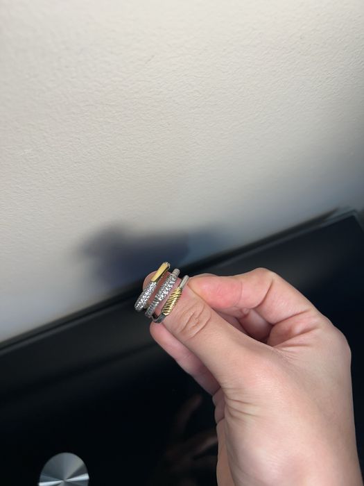 Anél prateado e dourado aço inoxidável