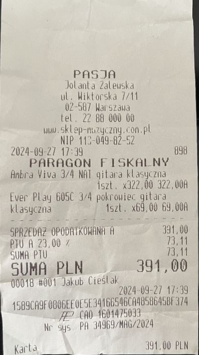 Gitara Ambra Viva N 3/4 z pokrowcem.