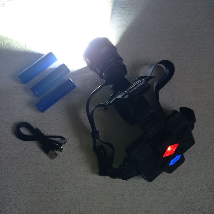 Мега потужний налобний ліхтар 8078-P360, 3 Акума, zoom, power bank