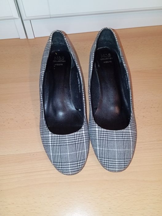 Buty czółenka szpilki Marks & Spencer M&S kratka pepitka roz. 40