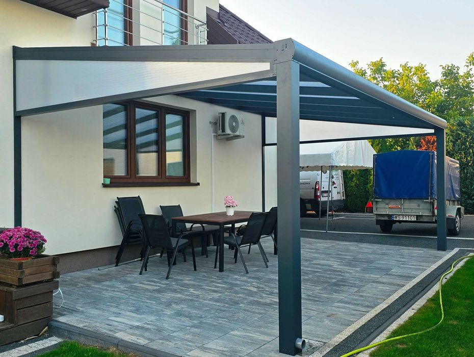 Zadaszenie tarasu, pergola, konstrukcja aluminiowa, altana