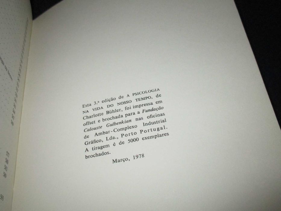 Livro Psicologia na vida do nosso tempo Gulbenkian