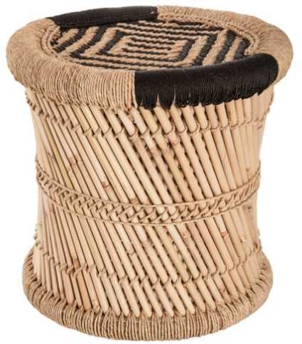 2 Bancos Castanho e Preto de Bambu e Corda 38cm Hôma