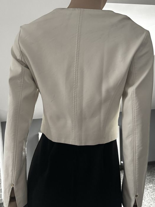 Zuiki Biała kremowa kurtka Skórzana, ramoneska 100% skóra naturalna  S