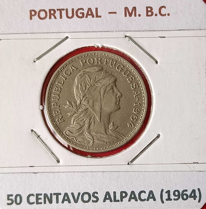 4 Moedas Portuguesas da 2⁰ República 50 Centavos ( Alpaca )