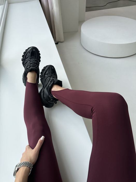 Лосини лосіни легінси зі штрипками колір марсала, без утеплення