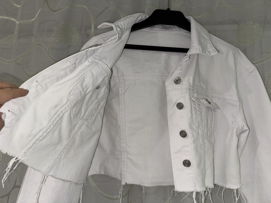 Белая женская джинсовая куртка пиджак s (42-44) 38