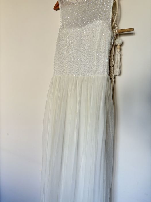 Sukienka ślubna suknia ślubna ślub cywilny z cekinami i tiulem