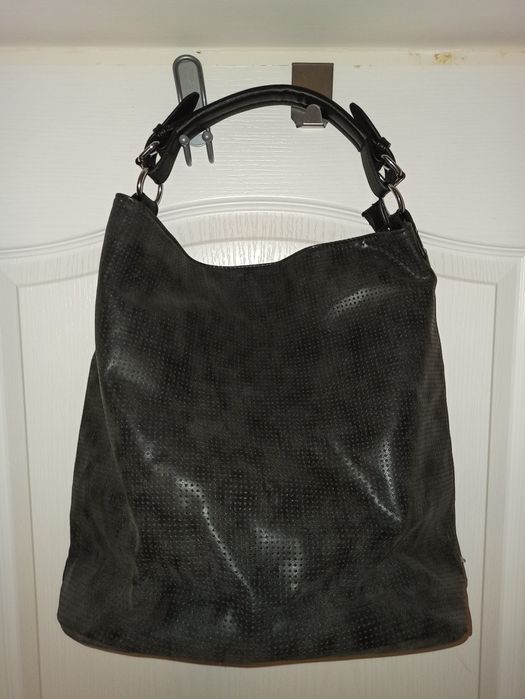 Duża grafitowa torebka z dodatkowym paskiem NOWA