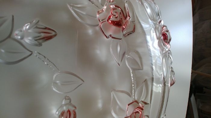 Цветное рельефное стекло блюдо поднос раритет прошлый прошлый век