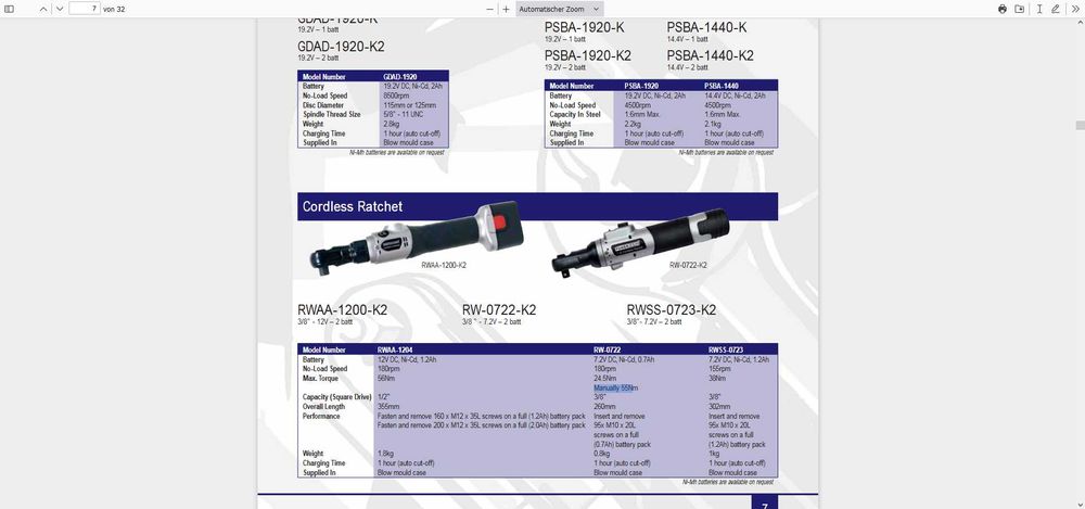 Powerhand chave catraca elétrica sem fio 3/8"  2 x baterias RW-0722-K2