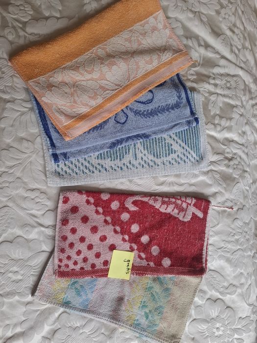 Zestaw 5 x (3 szt. +2 gratis)  reczniki vintage PRL 100 % bawełna