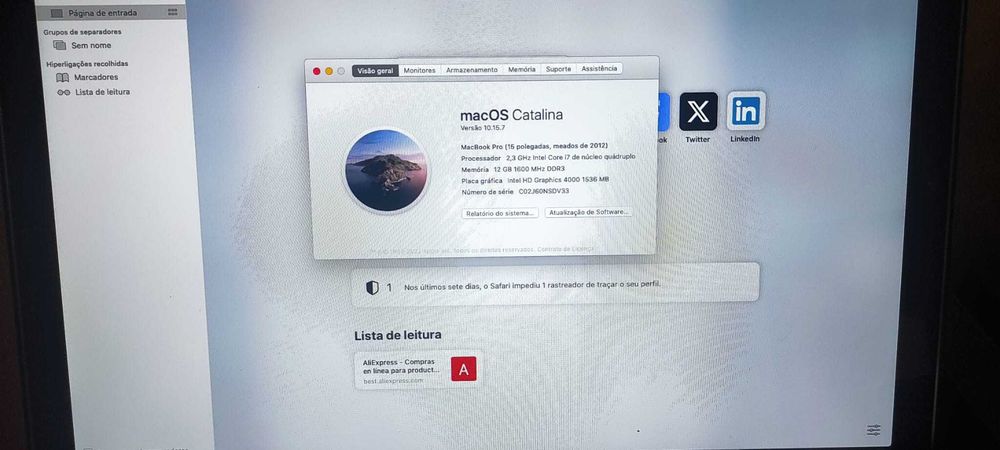 Macbook Pro 15" 2012 12gbRam Proc i7 2.3 4core + Adapt Kanex thun-usb