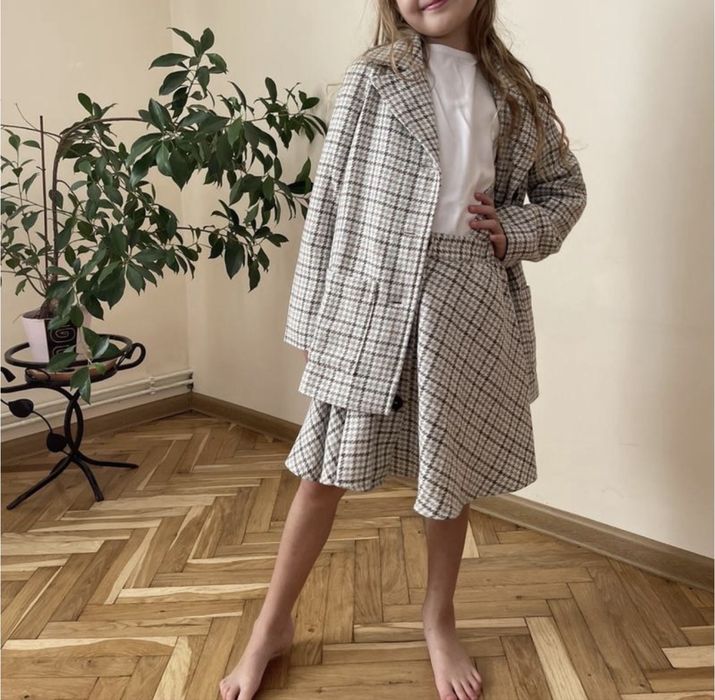 Шкільний костюм для дівчинки, 128см, у гусячу лапку