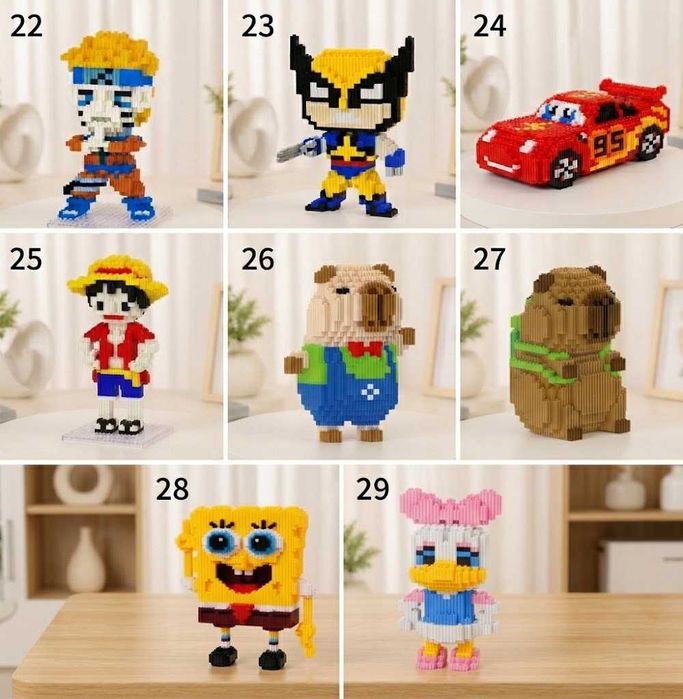 3D Конструктор Bearbrick з міні блоків Наноблок Magic Blocks Ведмедик Бербрік з LED підсвіткою мікроконструктор Ведмедик Мишка Медведь Светиться