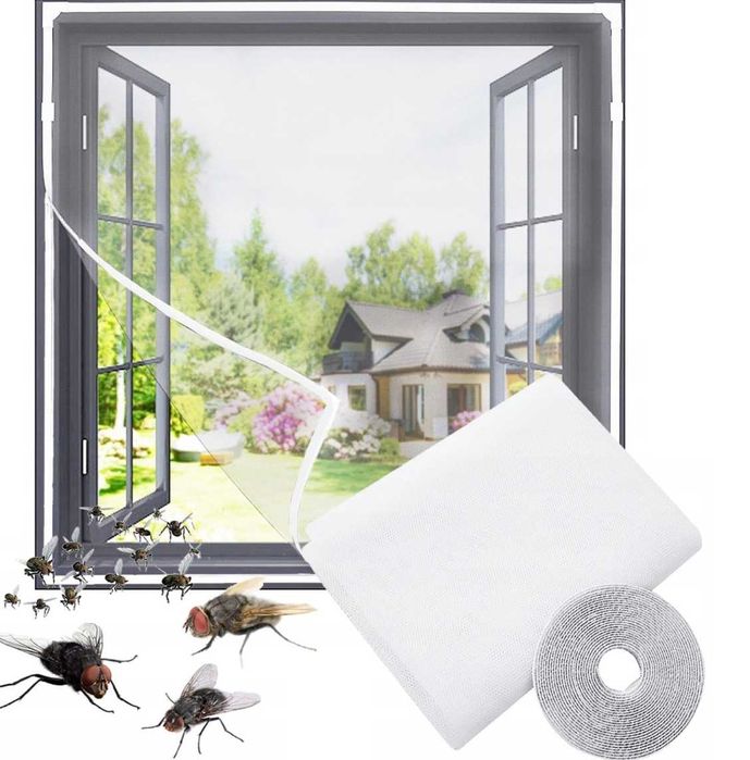 Moskitiera SIATKA NA OKNO przeciw komarom muchom 150x130 z rzepem